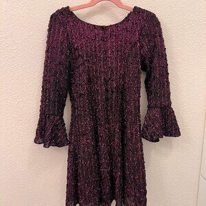 Zoe Ltd Black & Purple Bell Sleeve Dress - Like-new